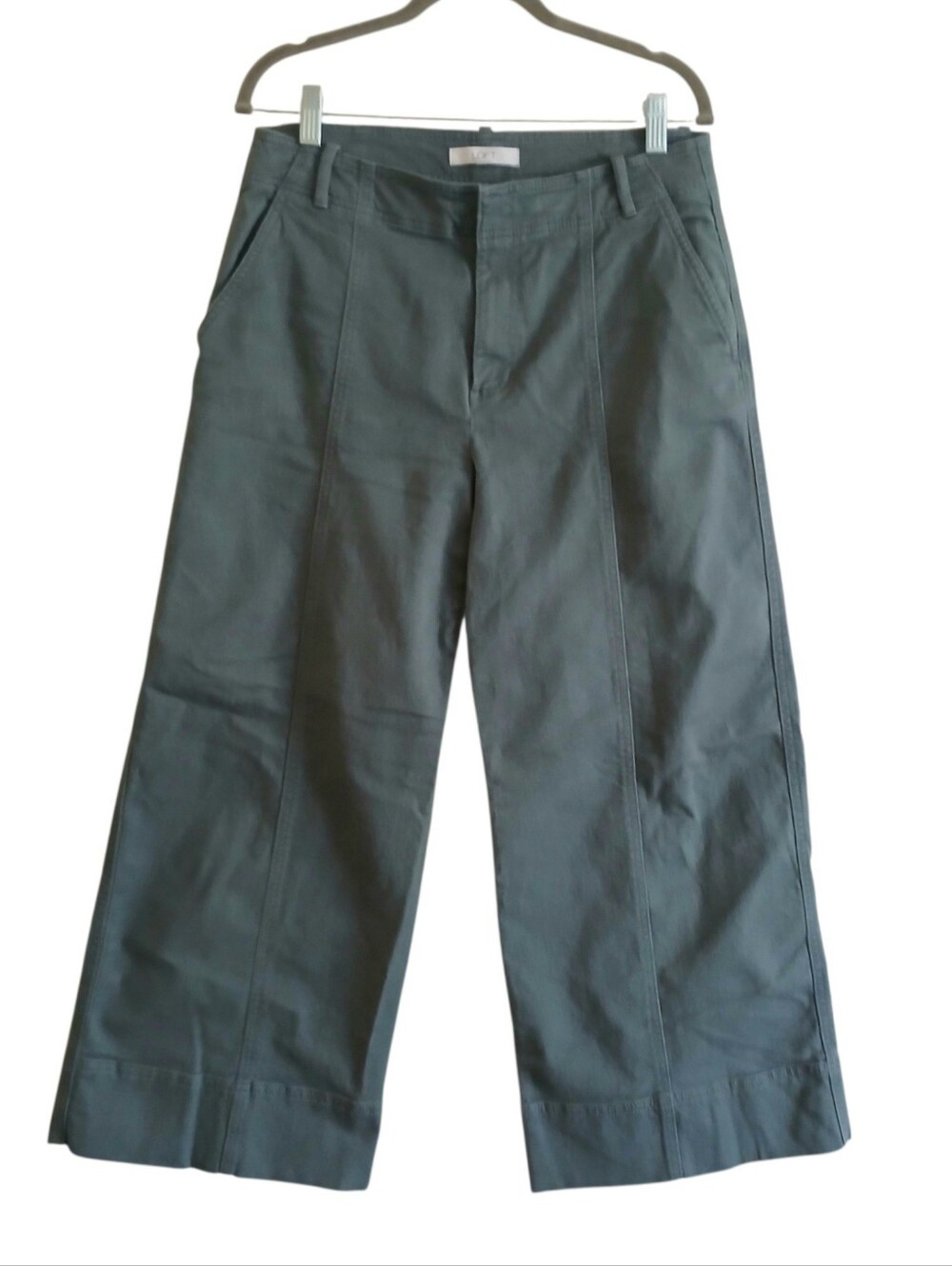 LOFT Curvy Seamed Palmer Wide Leg Cropped Pants Women's 8 High Rise Quiet Luxury - Picture 2 of 8